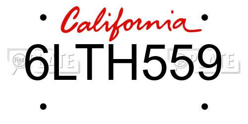 6LTH559 California License Plate
