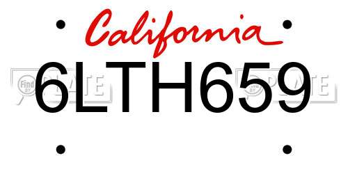 6LTH659 California License Plate