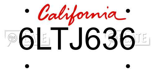 6LTJ636 California License Plate