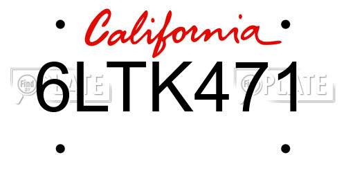 6LTK471 California License Plate
