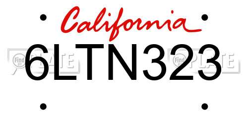 6LTN323 California License Plate