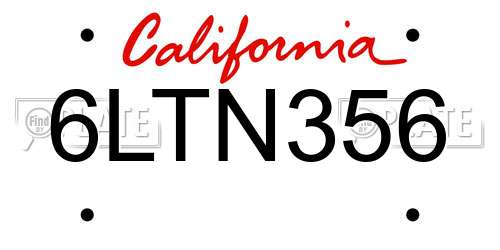 6LTN356 California License Plate