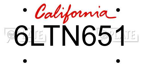 6LTN651 California License Plate