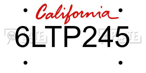 6LTP245 California License Plate