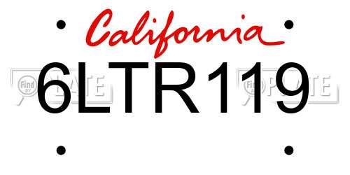 6LTR119 California License Plate