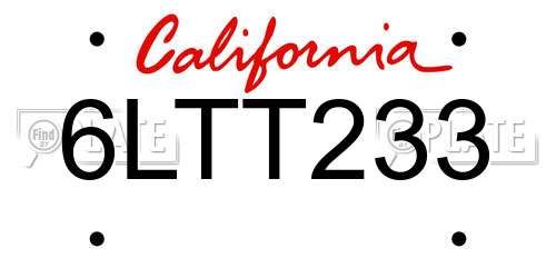6LTT233 California License Plate