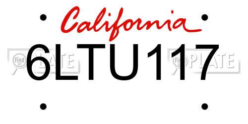 6LTU117 California License Plate