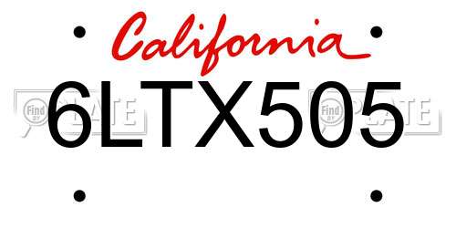 6LTX505 California License Plate