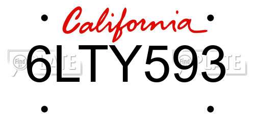 6LTY593 California License Plate