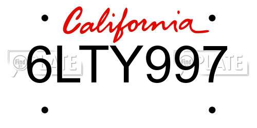6LTY997 California License Plate
