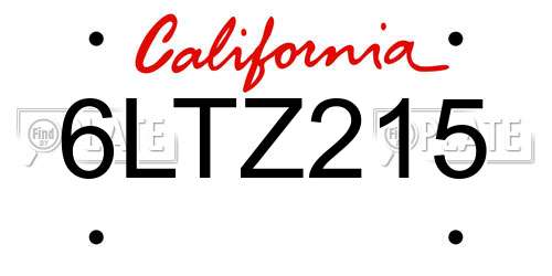 6LTZ215 California License Plate