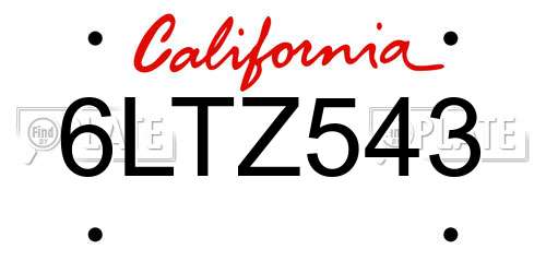 6LTZ543 California License Plate