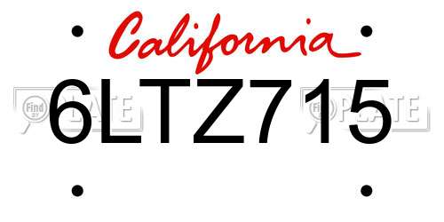 6LTZ715 California License Plate