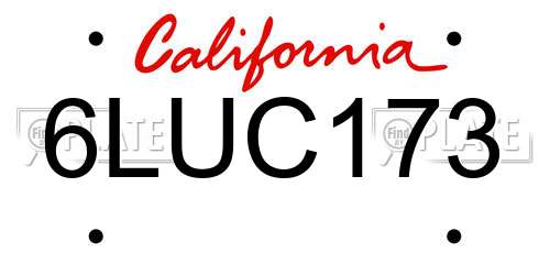 6LUC173 California License Plate