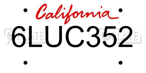 6LUC352 California License Plate