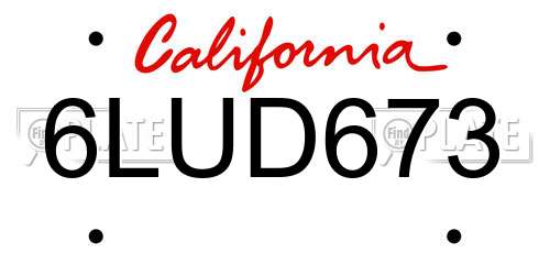6LUD673 California License Plate
