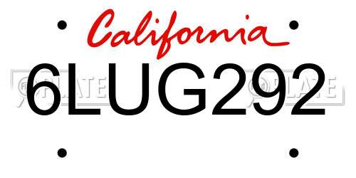 6LUG292 California License Plate