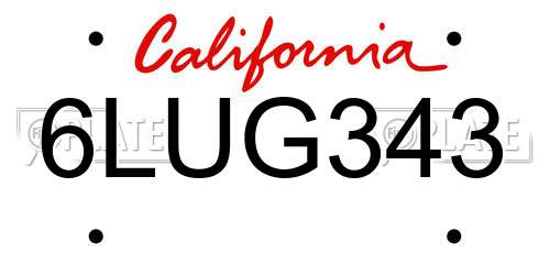 6LUG343 California License Plate