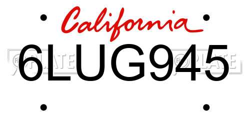 6LUG945 California License Plate