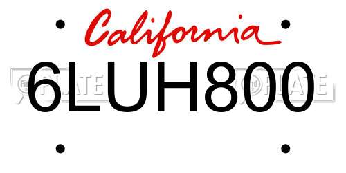 6LUH800 California License Plate