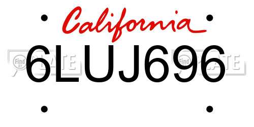 6LUJ696 California License Plate