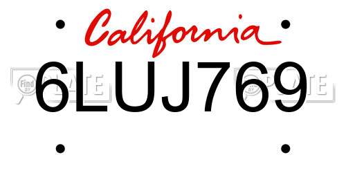 6LUJ769 California License Plate