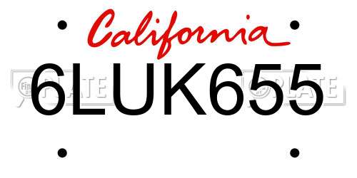 6LUK655 California License Plate