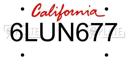 6LUN677 California License Plate
