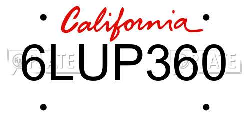 6LUP360 California License Plate