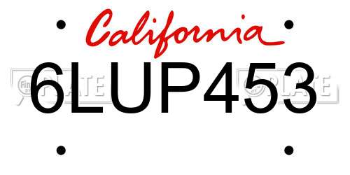 6LUP453 California License Plate