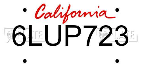 6LUP723 California License Plate