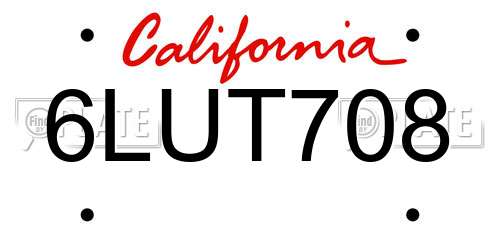 6LUT708 California License Plate