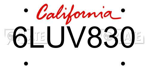 6LUV830 California License Plate