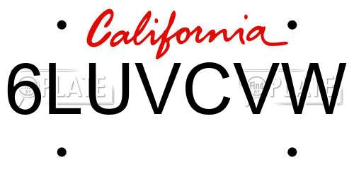 6LUVCVW California License Plate