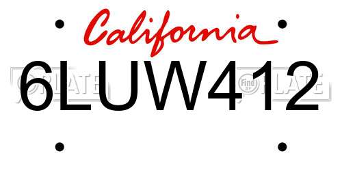 6LUW412 California License Plate
