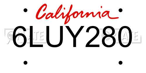 6LUY280 California License Plate