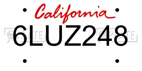 6LUZ248 California License Plate
