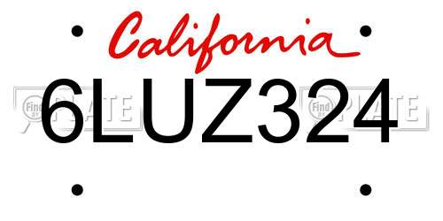 6LUZ324 California License Plate