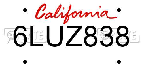 6LUZ838 California License Plate