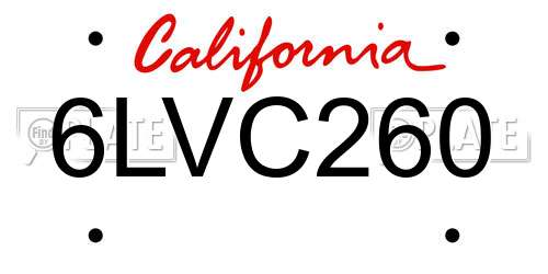 6LVC260 California License Plate