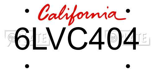 6LVC404 California License Plate
