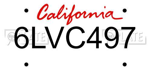 6LVC497 California License Plate