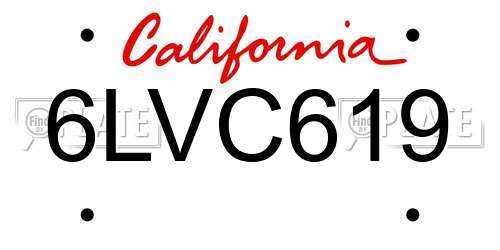 6LVC619 California License Plate