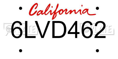 6LVD462 California License Plate
