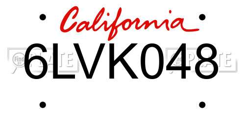 6LVK048 California License Plate