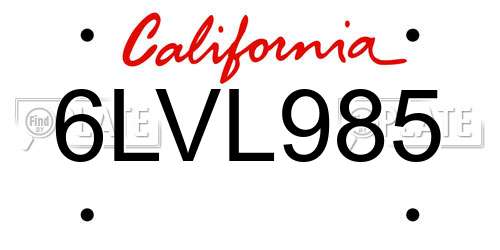6LVL985 California License Plate