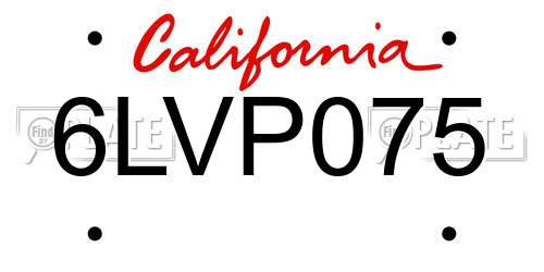 6LVP075 California License Plate
