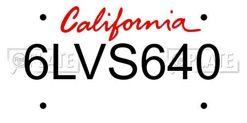 6LVS640 California License Plate