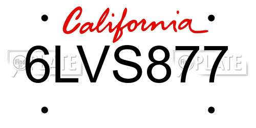 6LVS877 California License Plate