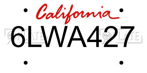 6LWA427 California License Plate